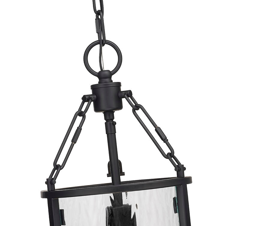Z-Lite Barrington 8" 1-Light Matte Black Pendant Light With Clear Waterglass Shade