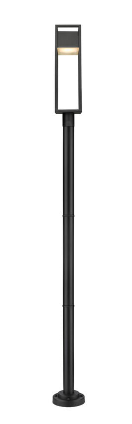 Z-Lite Barwick 585PHBR-567P-BK-LED 1-Light LED-Integrated Black Aluminum Frame Etched Glass Shade Outdoor Post Mounted Fixture
