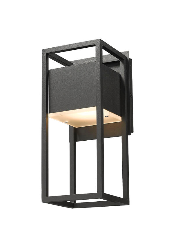 Z-Lite Barwick 6" 1-Light LED Black Aluminum Outdoor Wall Sconce With Etched Glass Shade
