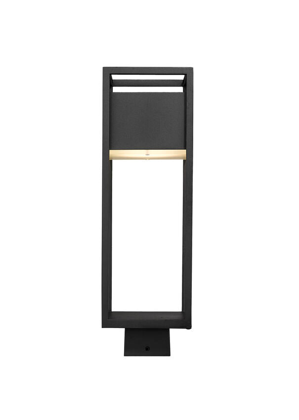 Z-Lite Barwick 6" W x 20" H 1-Light LED Black Outdoor Post Mount Fixture With Etched Glass Shade