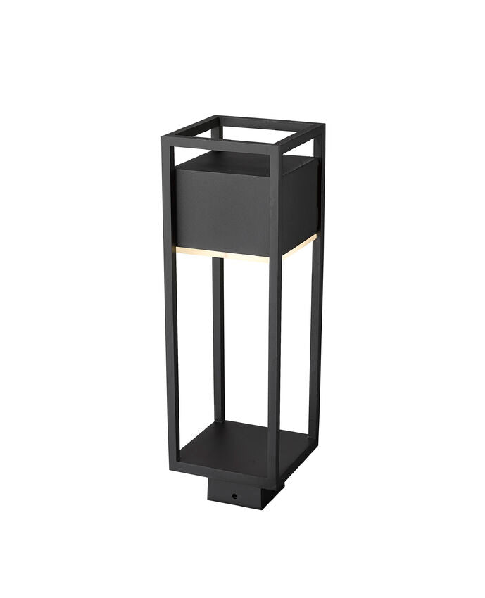 Z-Lite Barwick 6" W x 20" H 1-Light LED Black Outdoor Post Mount Fixture With Etched Glass Shade