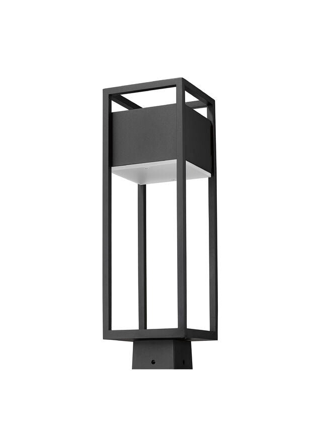 Z-Lite Barwick 6" W x 20" H 1-Light LED Black Outdoor Post Mount Fixture With Etched Glass Shade