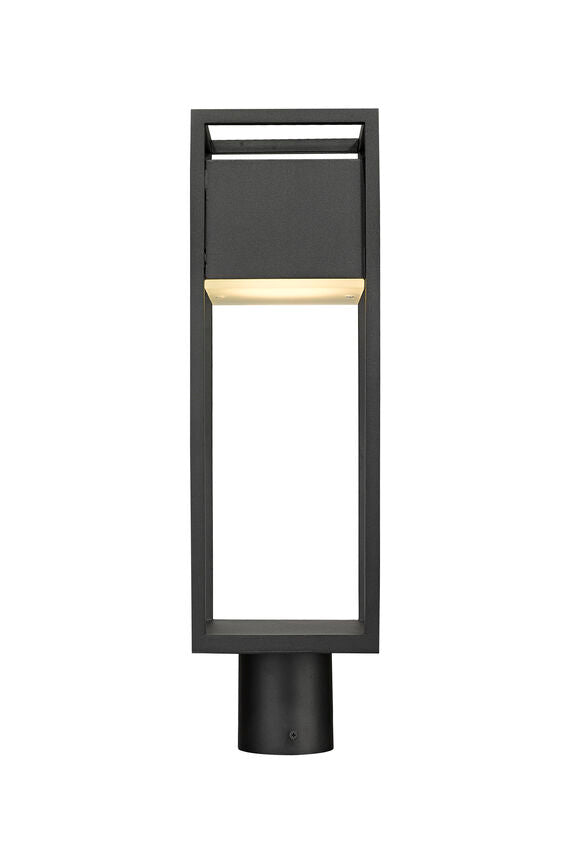 Z-Lite Barwick 6" W x 21" H 1-Light LED Black Outdoor Post Mount Fixture With Etched Glass Shade