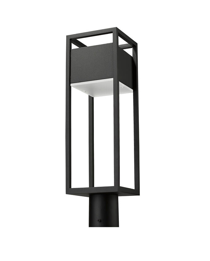 Z-Lite Barwick 6" W x 21" H 1-Light LED Black Outdoor Post Mount Fixture With Etched Glass Shade