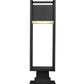Z-Lite Barwick 6" W x 22" H 1-Light LED Black Outdoor Pier Mounted Fixture and Square Pier Mount Hardware With Etched Glass Shade