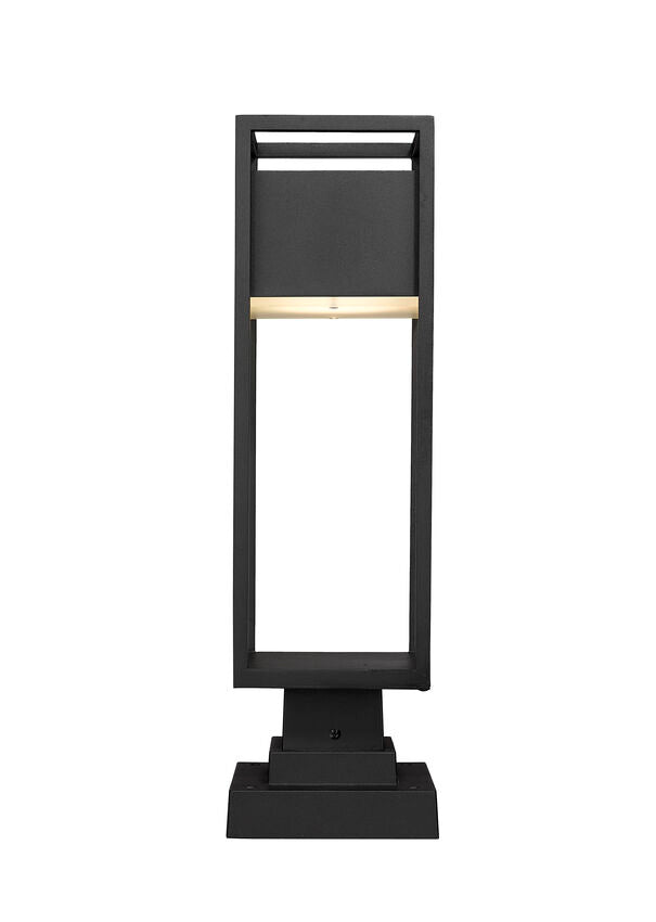 Z-Lite Barwick 6" W x 22" H 1-Light LED Black Outdoor Pier Mounted Fixture and Square Pier Mount Hardware With Etched Glass Shade