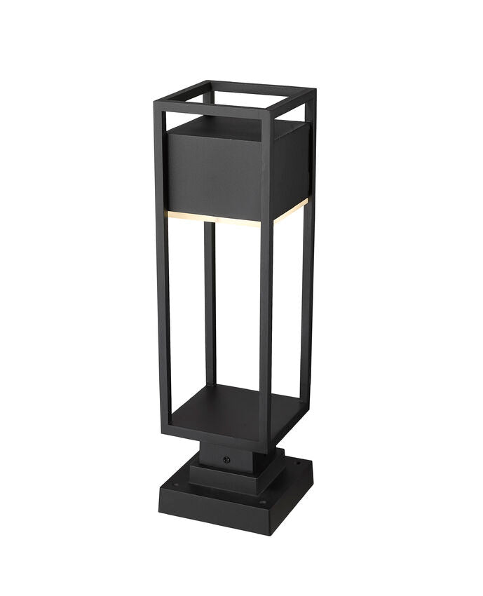 Z-Lite Barwick 6" W x 22" H 1-Light LED Black Outdoor Pier Mounted Fixture and Square Pier Mount Hardware With Etched Glass Shade