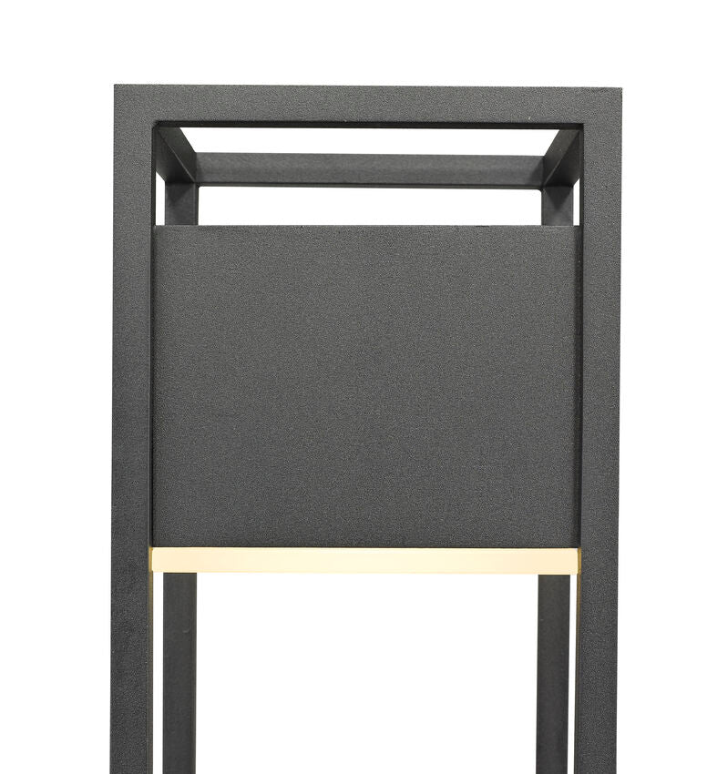Z-Lite Barwick 6" W x 22" H 1-Light LED Black Outdoor Pier Mounted Fixture and Square Pier Mount Hardware With Etched Glass Shade