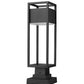 Z-Lite Barwick 6" W x 22" H 1-Light LED Black Outdoor Pier Mounted Fixture and Square Pier Mount Hardware With Etched Glass Shade