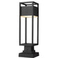 Z-Lite Barwick 6" W x 22" H 1-Light LED Black Outdoor Pier Mounted Fixture and Square Pier Mount Hardware With Etched Glass Shade