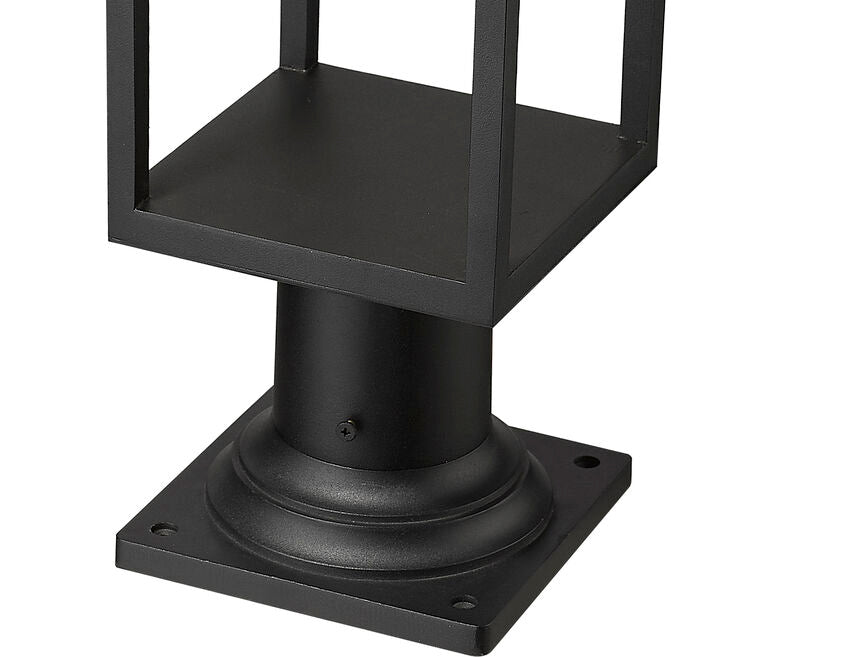 Z-Lite Barwick 6" W x 23" H 1-Light LED Black Outdoor Pier Mounted Fixture and Square Pier Mount Hardware With Etched Glass Shade