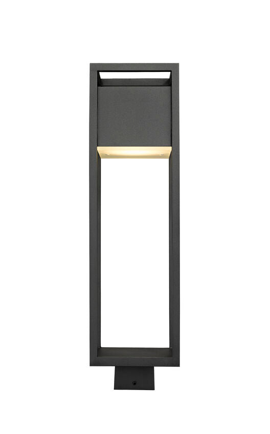 Z-Lite Barwick 7" W x 26" H 1-Light LED Black Outdoor Post Mount Fixture With Etched Glass Shade