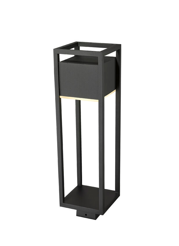 Z-Lite Barwick 7" W x 26" H 1-Light LED Black Outdoor Post Mount Fixture With Etched Glass Shade
