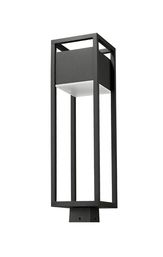 Z-Lite Barwick 7" W x 26" H 1-Light LED Black Outdoor Post Mount Fixture With Etched Glass Shade