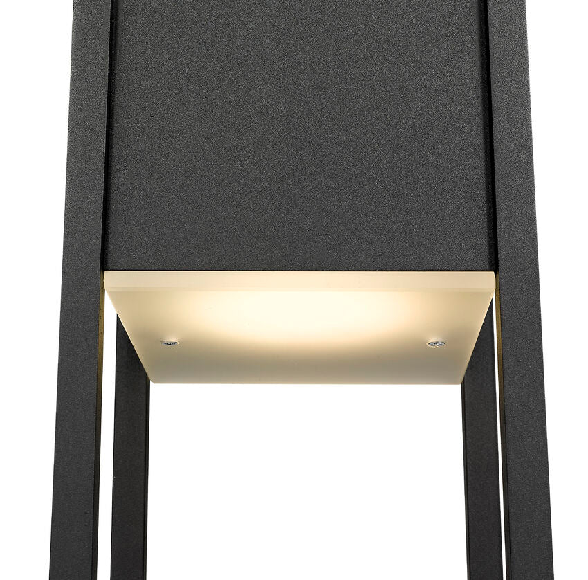 Z-Lite Barwick 7" W x 27" H 1-Light LED Black Outdoor Post Mount Fixture With Etched Glass Shade