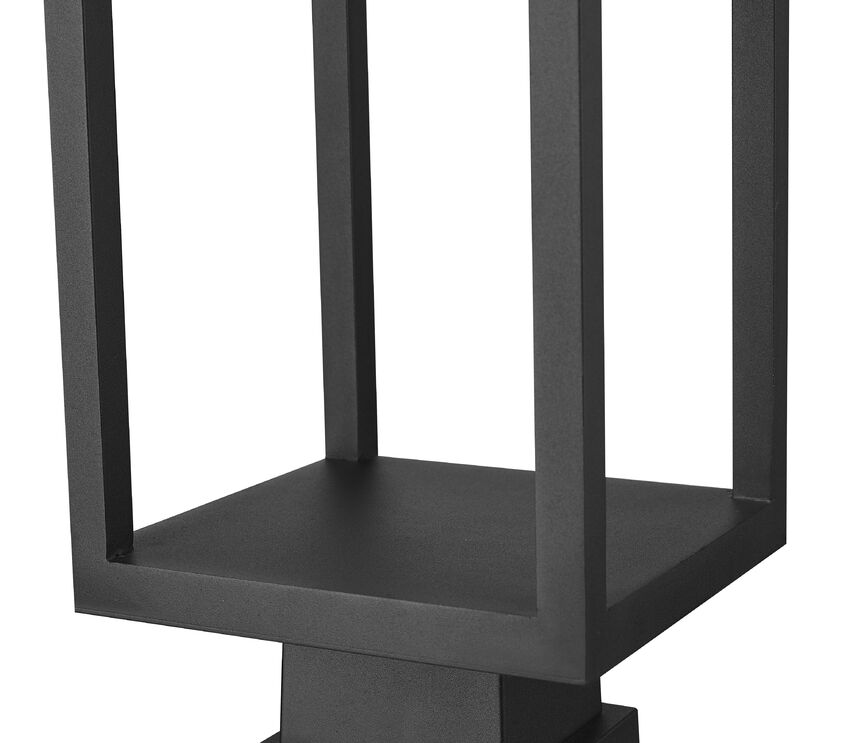 Z-Lite Barwick 7" W x 28" H 1-Light LED Black Outdoor Pier Mounted Fixture and Square Pier Mount Hardware With Etched Glass Shade