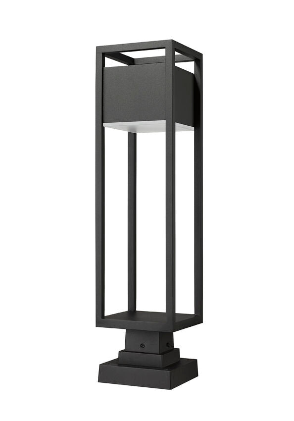 Z-Lite Barwick 7" W x 28" H 1-Light LED Black Outdoor Pier Mounted Fixture and Square Pier Mount Hardware With Etched Glass Shade