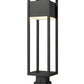 Z-Lite Barwick 7" W x 28" H 1-Light LED Black Outdoor Pier Mounted Fixture and Square Pier Mount Hardware With Etched Glass Shade