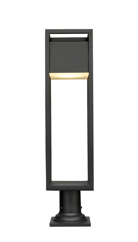 Z-Lite Barwick 7" W x 29" H 1-Light LED Black Outdoor Pier Mounted Fixture and Square Pier Mount Hardware With Etched Glass Shade