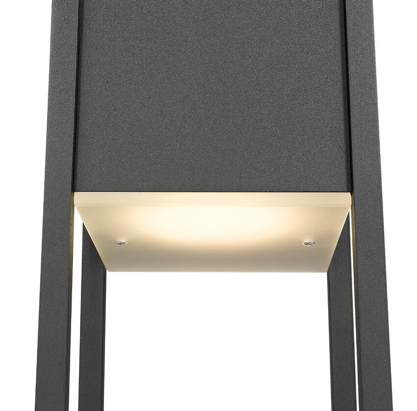 Z-Lite Barwick 7" W x 29" H 1-Light LED Black Outdoor Pier Mounted Fixture and Square Pier Mount Hardware With Etched Glass Shade