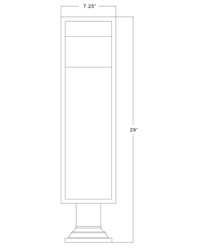 Z-Lite Barwick 7" W x 29" H 1-Light LED Black Outdoor Pier Mounted Fixture and Square Pier Mount Hardware With Etched Glass Shade