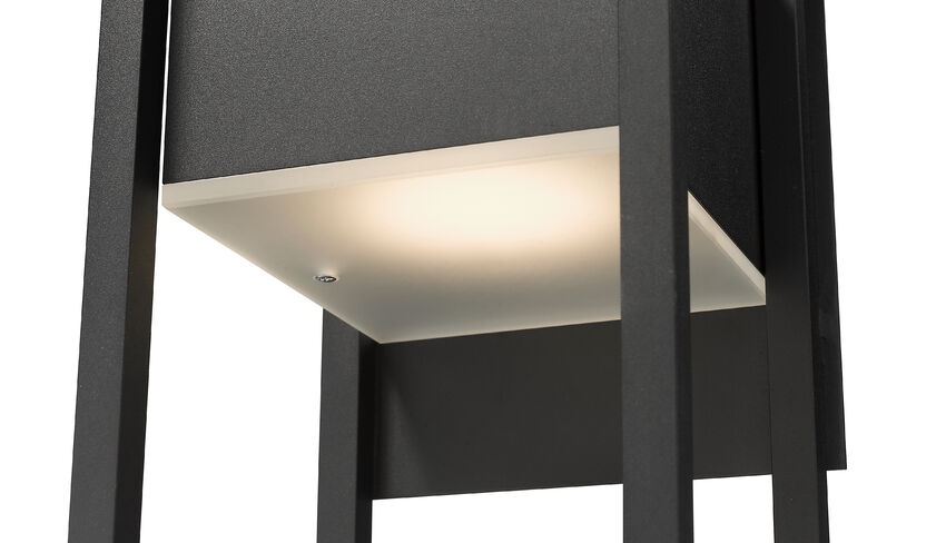 Z-Lite Barwick 8" 1-Light LED Black Aluminum Outdoor Wall Sconce With Etched Glass Shade