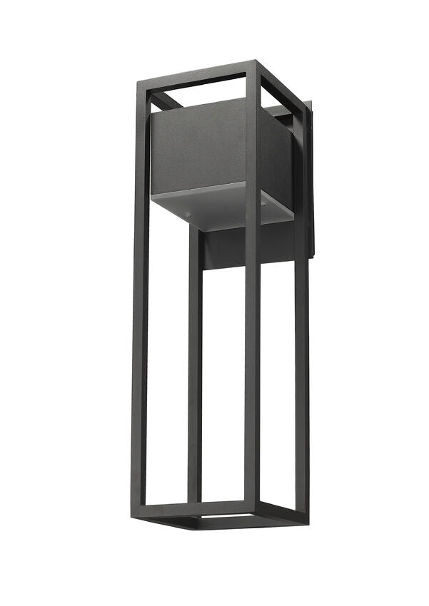 Z-Lite Barwick 8" 1-Light LED Black Aluminum Outdoor Wall Sconce With Etched Glass Shade
