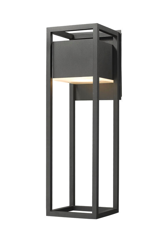 Z-Lite Barwick 8" 1-Light LED Black Aluminum Outdoor Wall Sconce With Etched Glass Shade