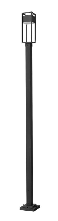 Z-Lite Barwick 9" W x 114" H 1-Light LED-Integrated Black Aluminum Frame Etched Glass Shade Outdoor Post Mounted Fixture