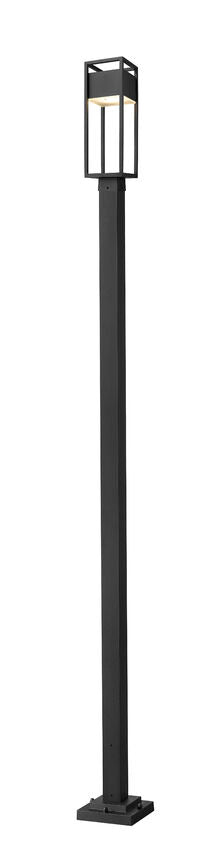 Z-Lite Barwick 9" W x 114" H 1-Light LED-Integrated Black Aluminum Frame Etched Glass Shade Outdoor Post Mounted Fixture