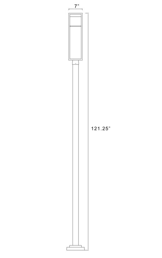 Z-Lite Barwick 9" W x 120" H 1-Light LED-Integrated Black Aluminum Frame Etched Glass Shade Outdoor Post Mounted Fixture