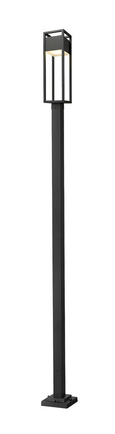 Z-Lite Barwick 9" W x 120" H 1-Light LED-Integrated Black Aluminum Frame Etched Glass Shade Outdoor Post Mounted Fixture