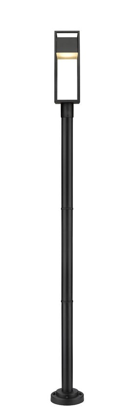 Z-Lite Barwick 9" W x 95" H 1-Light LED-Integrated Black Aluminum Frame Etched Glass Shade Outdoor Post Mounted Fixture