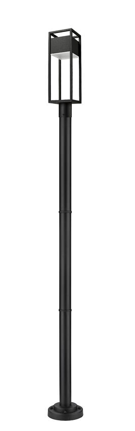Z-Lite Barwick 9" W x 95" H 1-Light LED-Integrated Black Aluminum Frame Etched Glass Shade Outdoor Post Mounted Fixture