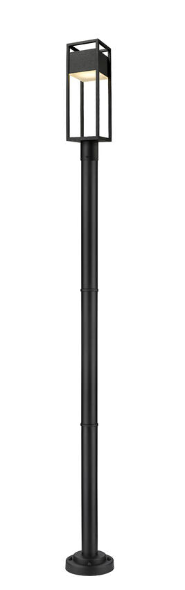 Z-Lite Barwick 9" W x 95" H 1-Light LED-Integrated Black Aluminum Frame Etched Glass Shade Outdoor Post Mounted Fixture