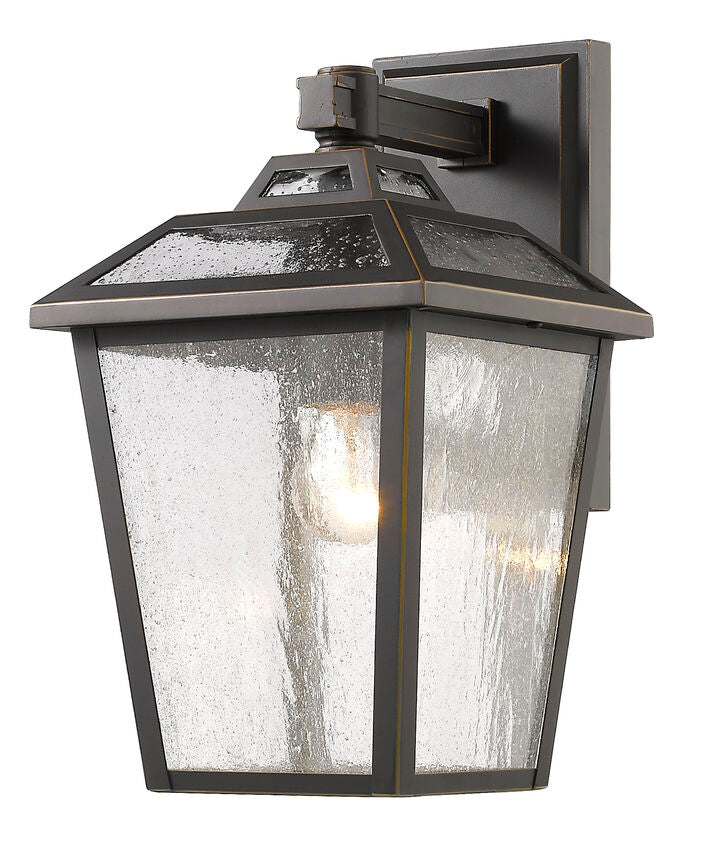 Z-Lite Bayland 8" 1-Light Oil Rubbed Bronze Outdoor Wall Sconce With Clear Seedy Glass Shade