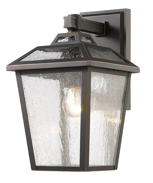 Z-Lite Bayland 8" 1-Light Oil Rubbed Bronze Outdoor Wall Sconce With Clear Seedy Glass Shade