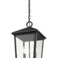 Z-Lite Beacon 10" 2-Light Black Aluminum Outdoor Chain Mount Ceiling Fixture With Clear Beveled Glass Shade