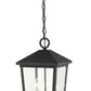 Z-Lite Beacon 10" 2-Light Black Aluminum Outdoor Chain Mount Ceiling Fixture With Clear Beveled Glass Shade