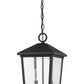 Z-Lite Beacon 10" 2-Light Black Aluminum Outdoor Chain Mount Ceiling Fixture With Clear Beveled Glass Shade
