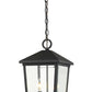 Z-Lite Beacon 10" 2-Light Black Aluminum Outdoor Chain Mount Ceiling Fixture With Clear Beveled Glass Shade