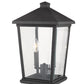 Z-Lite Beacon 10" 2-Light Black Outdoor Post Mount Fixture With Clear Beveled Glass Shade