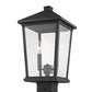 Z-Lite Beacon 10" 2-Light Black Outdoor Post Mount Fixture With Clear Beveled Glass Shade