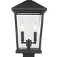Z-Lite Beacon 10" 2-Light Black Outdoor Post Mount Fixture With Clear Beveled Glass Shade
