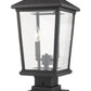 Z-Lite Beacon 10" 2-Light Black Outdoor Post Mount Fixture and Square Pier Mount With Clear Beveled Glass Shade