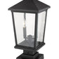 Z-Lite Beacon 10" 2-Light Black Outdoor Post Mount Fixture and Square Pier Mount With Clear Beveled Glass Shade