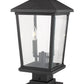 Z-Lite Beacon 10" 2-Light Black Outdoor Post Mount Fixture and Square Pier Mount With Clear Beveled Glass Shade