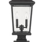 Z-Lite Beacon 10" 2-Light Black Outdoor Post Mount Fixture and Square Pier Mount With Clear Beveled Glass Shade