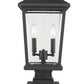 Z-Lite Beacon 10" 2-Light Black Outdoor Post Mount Fixture and Square Pier Mount With Clear Beveled Glass Shade