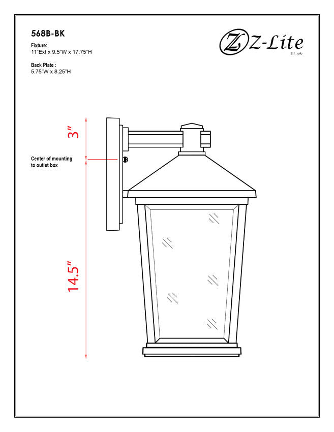 Z-Lite Beacon 10" 2-Light Black Outdoor Wall Sconce With Clear Beveled Glass Shade